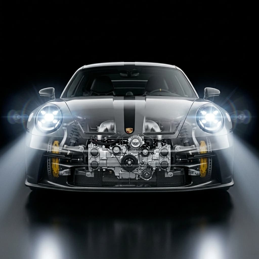 Car Mechanics X-ray View - Headlights On